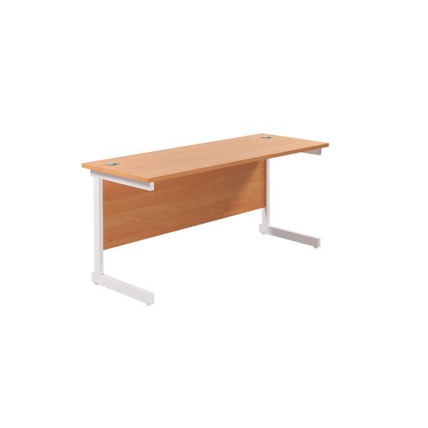 Single Upright Rectangular Desk: 600mm Deep (FSC) | 1800 X 600 | Beech/White