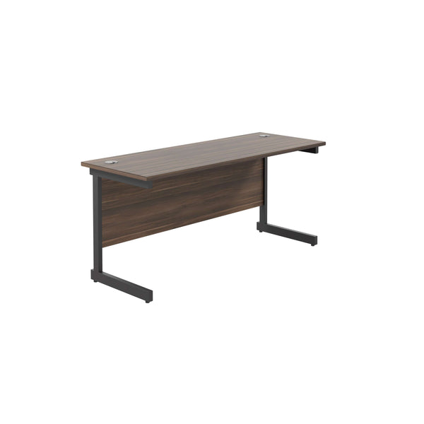 Single Upright Rectangular Desk: 600mm Deep (FSC) | 1800 X 600 | Dark Walnut/Black