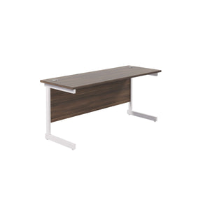 Single Upright Rectangular Desk: 600mm Deep (FSC) | 1800 X 600 | Dark Walnut/White