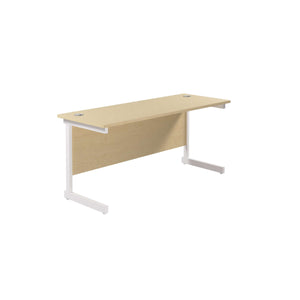 Single Upright Rectangular Desk: 600mm Deep (FSC) | 1800 X 600 | Maple/White