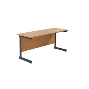 Single Upright Rectangular Desk: 600mm Deep (FSC) | 1800 X 600 | Nova Oak/Black