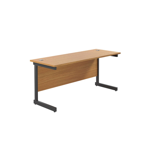 Single Upright Rectangular Desk: 600mm Deep (FSC) | 1800 X 600 | Nova Oak/Black