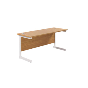 Single Upright Rectangular Desk: 600mm Deep (FSC) | 1800 X 600 | Nova Oak/White