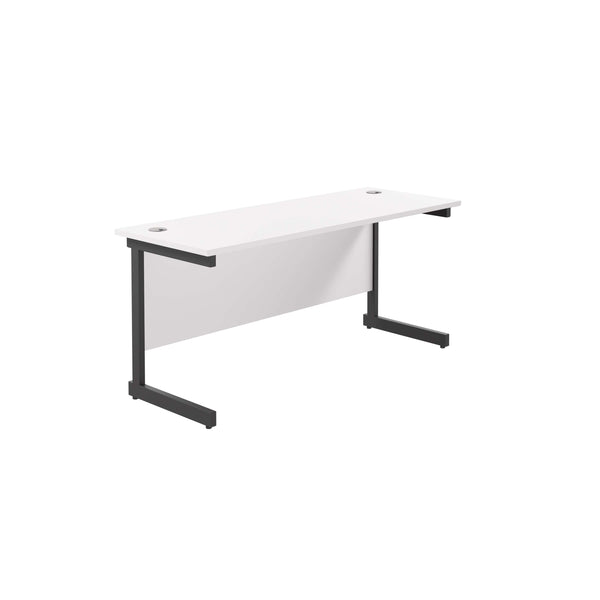 Single Upright Rectangular Desk: 600mm Deep (FSC) | 1800 X 600 | White/Black