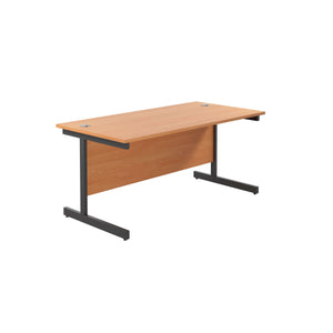 Single Upright Rectangular Desk: 800mm Deep (FSC) | 1800 X 800 | Beech/Black