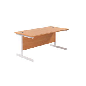 Single Upright Rectangular Desk: 800mm Deep (FSC) | 1800 X 800 | Beech/White