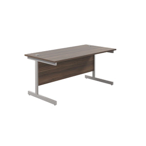 Single Upright Rectangular Desk: 800mm Deep (FSC) | 1800 X 800 | Dark Walnut/Silver