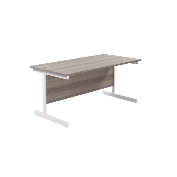 Single Upright Rectangular Desk: 800mm Deep (FSC) | 1800 X 800 | Grey Oak/White