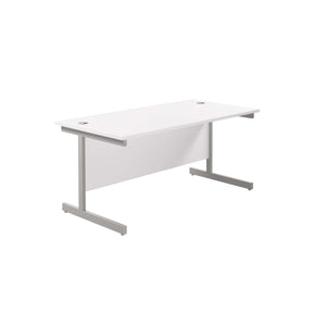 Single Upright Rectangular Desk: 800mm Deep (FSC) | 1800 X 800 | White/Silver