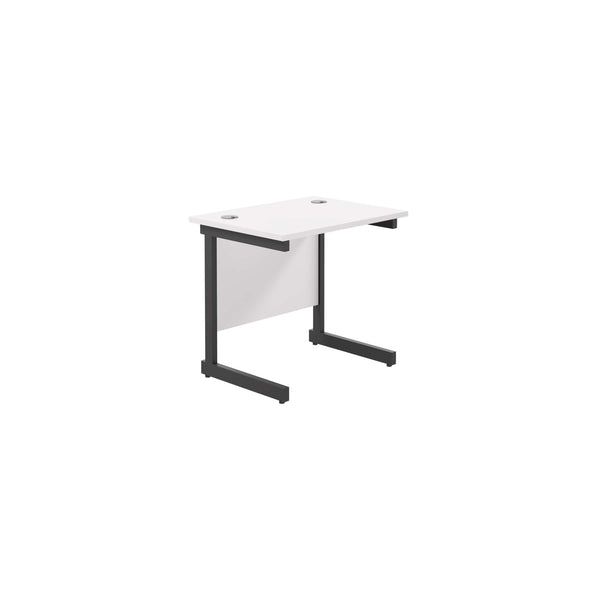 Single Upright Rectangular Desk: 600mm Deep (FSC) | 800 X 600 | White/Black