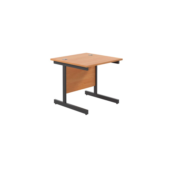 Single Upright Rectangular Desk: 800mm Deep (FSC) | 800 X 800 | Beech/Black
