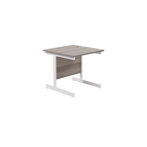 Single Upright Rectangular Desk: 800mm Deep (FSC) | 800 X 800 | Grey Oak/White