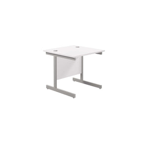Single Upright Rectangular Desk: 800mm Deep (FSC) | 800 X 800 | White/Silver