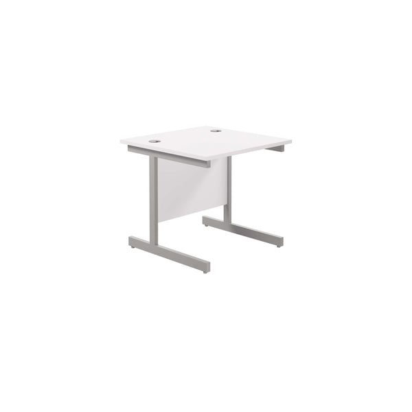 Single Upright Rectangular Desk: 800mm Deep (FSC) | 800 X 800 | White/Silver