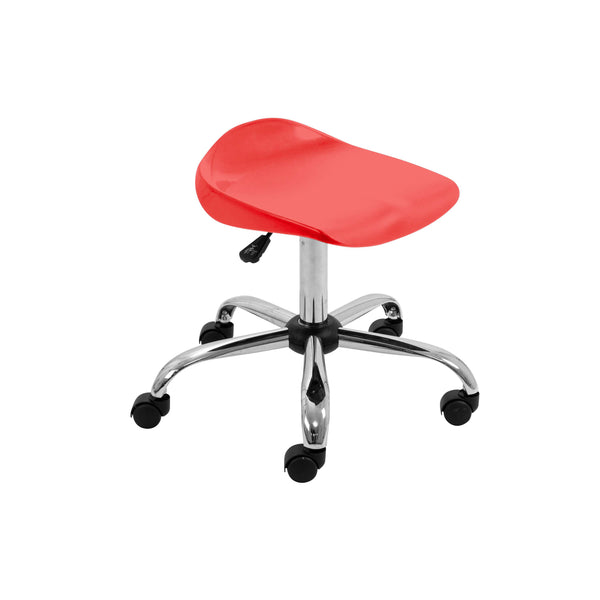 Titan Swivel Senior Stool with Chrome Base and Castors | Size 5-6 | Red/Chrome