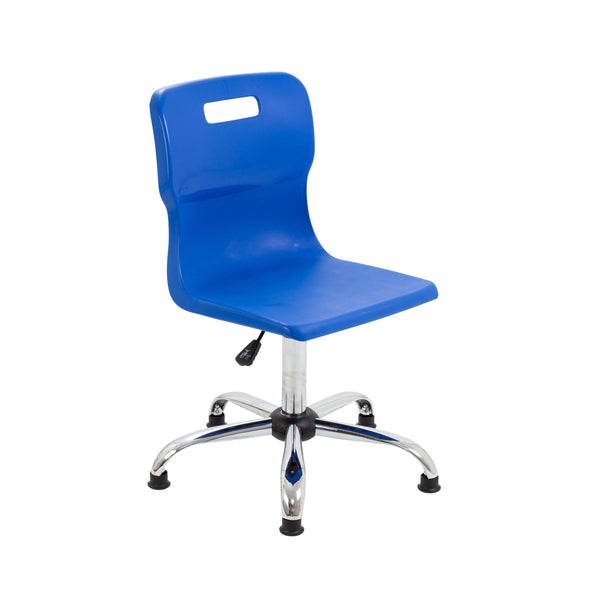 Titan Swivel Senior Chair with Chrome Base and Glides | Size 5-6 | Blue/Chrome