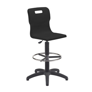 Titan Swivel Senior Chair with Plastic Base, Castors and D-Kit | Size 5-6 | Fixed D-Kit | Black/Black