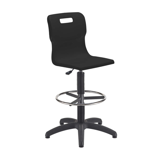 Titan Swivel Senior Chair with Plastic Base, Castors and D-Kit | Size 5-6 | Fixed D-Kit | Black/Black
