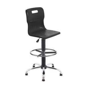 Titan Swivel Senior Chair with Chrome Base, Castors and D-Kit | Size 5-6 | Fixed D-Kit | Black/Chrome