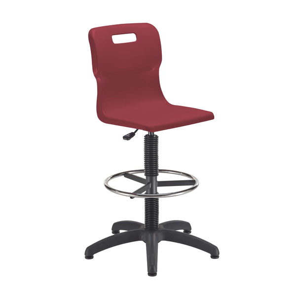 Titan Swivel Senior Chair with Plastic Base, Castors and D-Kit | Size 5-6 | Fixed D-Kit | Burgundy/Black