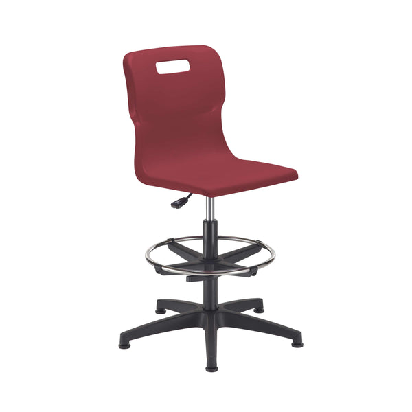 Titan Swivel Senior Chair with Plastic Base, Castors and D-Kit | Size 5-6 | Adjustable D-Kit | Burgundy/Black