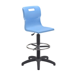 Titan Swivel Senior Chair with Plastic Base, Castors and D-Kit | Size 5-6 | Fixed D-Kit | Sky Blue/Black