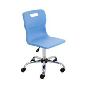 Titan Swivel Senior Chair with Chrome Base and Castors | Size 5-6 | Sky Blue/Chrome