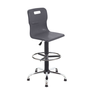 Titan Swivel Senior Chair with Chrome Base, Castors and D-Kit | Size 5-6 | Fixed D-Kit | Charcoal/Chrome