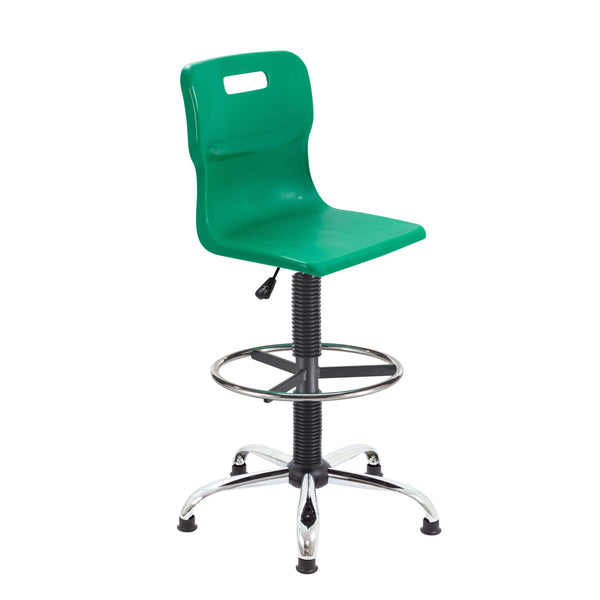 Titan Swivel Senior Chair with Chrome Base, Castors and D-Kit | Size 5-6 | Fixed D-Kit | Green/Chrome