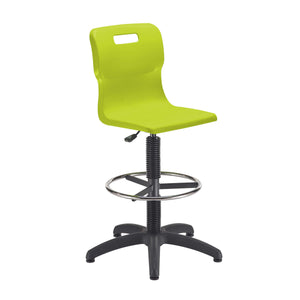 Titan Swivel Senior Chair with Plastic Base, Castors and D-Kit | Size 5-6 | Fixed D-Kit | Lime/Black