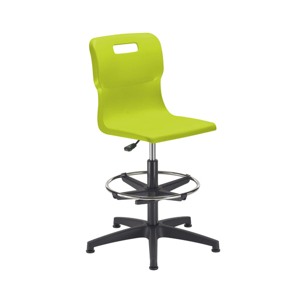 Titan Swivel Senior Chair with Plastic Base, Castors and D-Kit | Size 5-6 | Adjustable D-Kit | Lime/Black