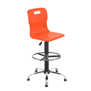 Titan Swivel Senior Chair with Chrome Base, Castors and D-Kit | Size 5-6 | Fixed D-Kit | Orange/Chrome