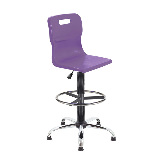 Titan Swivel Senior Chair with Chrome Base, Castors and D-Kit | Size 5-6 | Fixed D-Kit | Purple/Chrome