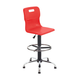 Titan Swivel Senior Chair with Chrome Base, Castors and D-Kit | Size 5-6 | Fixed D-Kit | Red/Chrome