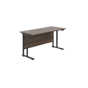 Twin Upright Rectangular Desk: 600mm Deep (FSC) | 1200X600 | Dark Walnut/Black