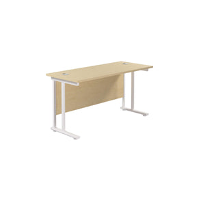 Twin Upright Rectangular Desk: 600mm Deep (FSC) | 1200X600 | Maple/White