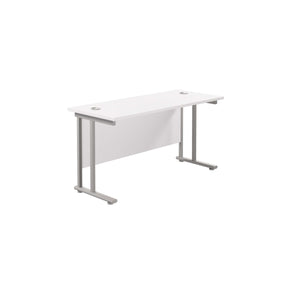 Twin Upright Rectangular Desk: 600mm Deep (FSC) | 1200X600 | White/Silver