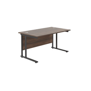 Twin Upright Rectangular Desk: 800mm Deep (FSC) | 1200X800 | Dark Walnut/Black