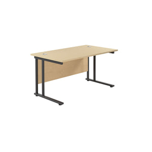 Twin Upright Rectangular Desk: 800mm Deep (FSC) | 1200X800 | Maple/Black