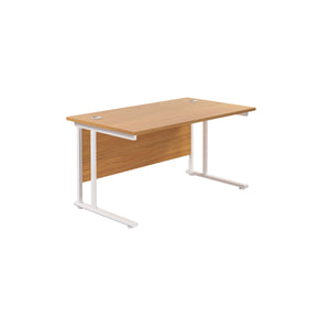 Twin Upright Rectangular Desk: 800mm Deep (FSC) | 1200X800 | Nova Oak/White