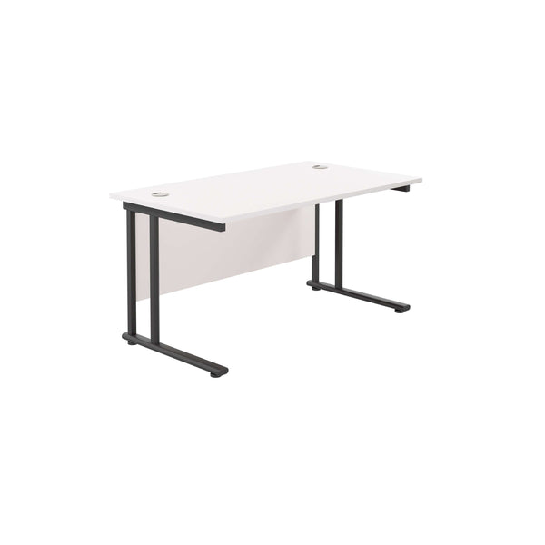 Twin Upright Rectangular Desk: 800mm Deep (FSC) | 1200X800 | White/Black