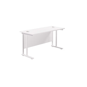 Twin Upright Rectangular Desk: 600mm Deep (FSC) | 1400X600 | White/White