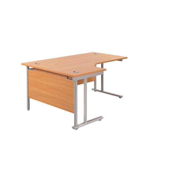Twin Upright Left Hand Radial Desk (FSC) | 1600X1200 | Beech/Silver