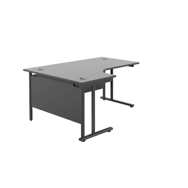 Twin Upright Left Hand Radial Desk (FSC) | 1600X1200 | Black/Black