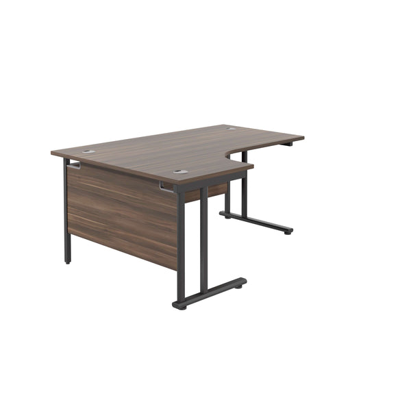 Twin Upright Left Hand Radial Desk (FSC) | 1600X1200 | Dark Walnut/Black