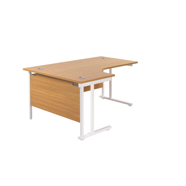 Twin Upright Left Hand Radial Desk (FSC) | 1600X1200 | Nova Oak/White