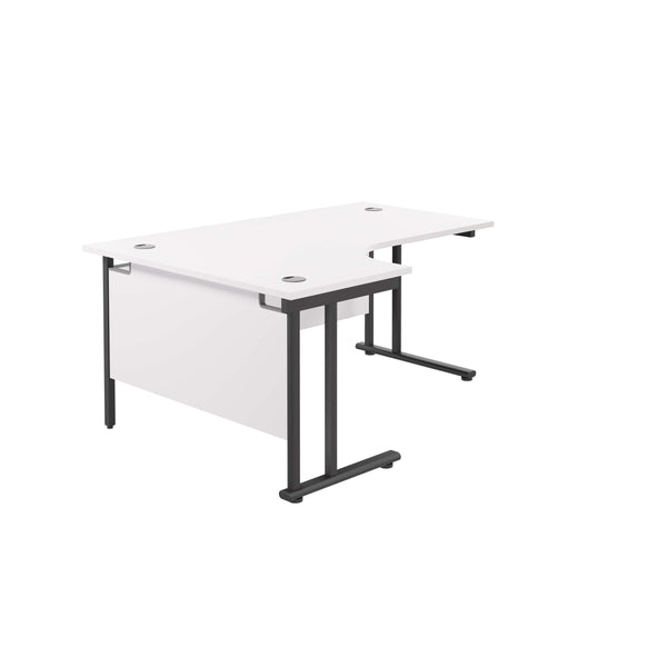 Twin Upright Left Hand Radial Desk (FSC) | 1600X1200 | White/Black