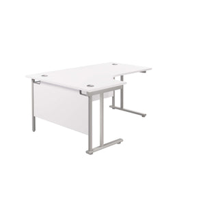 Twin Upright Left Hand Radial Desk (FSC) | 1600X1200 | White/Silver