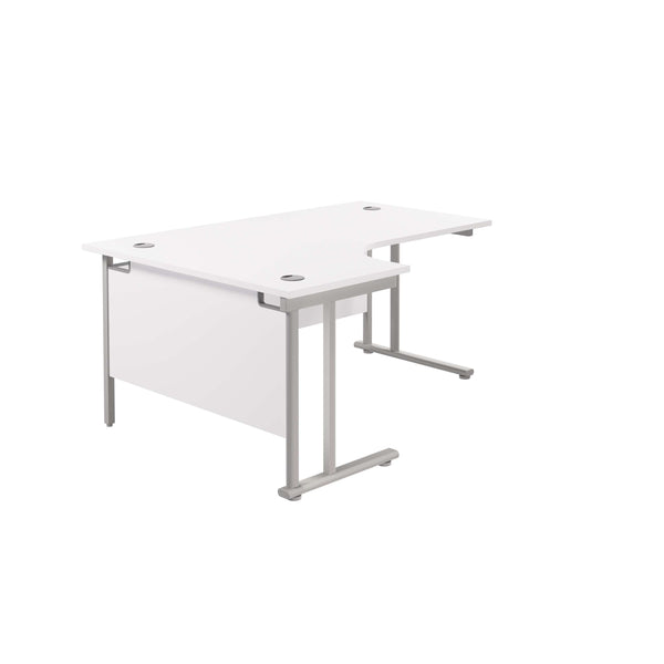 Twin Upright Left Hand Radial Desk (FSC) | 1600X1200 | White/Silver