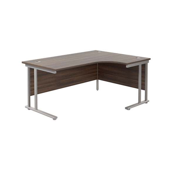 Twin Upright Right Hand Radial Desk (FSC) | 1600X1200 | Dark Walnut/Silver